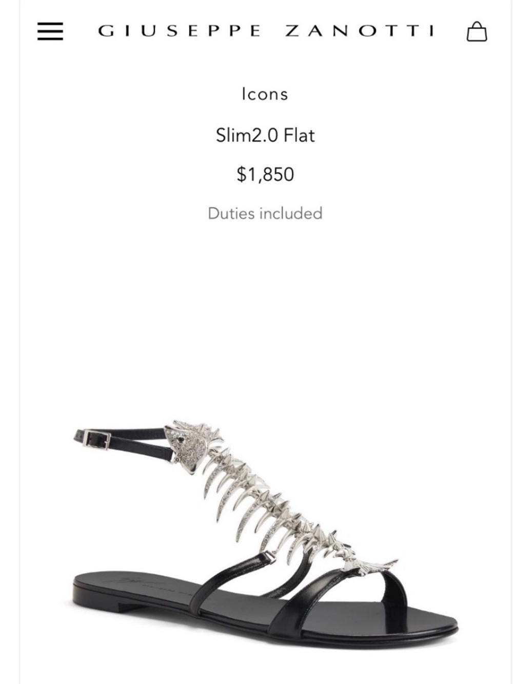 Guiseppe Zanotti White Fishbone Strappy Flat Sandals - 2.0 - Picture 6 of 6